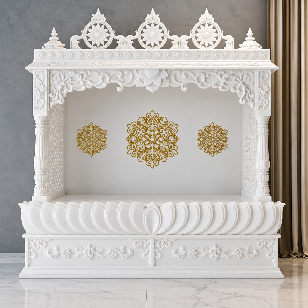 White Marble Temple with Lotus Base